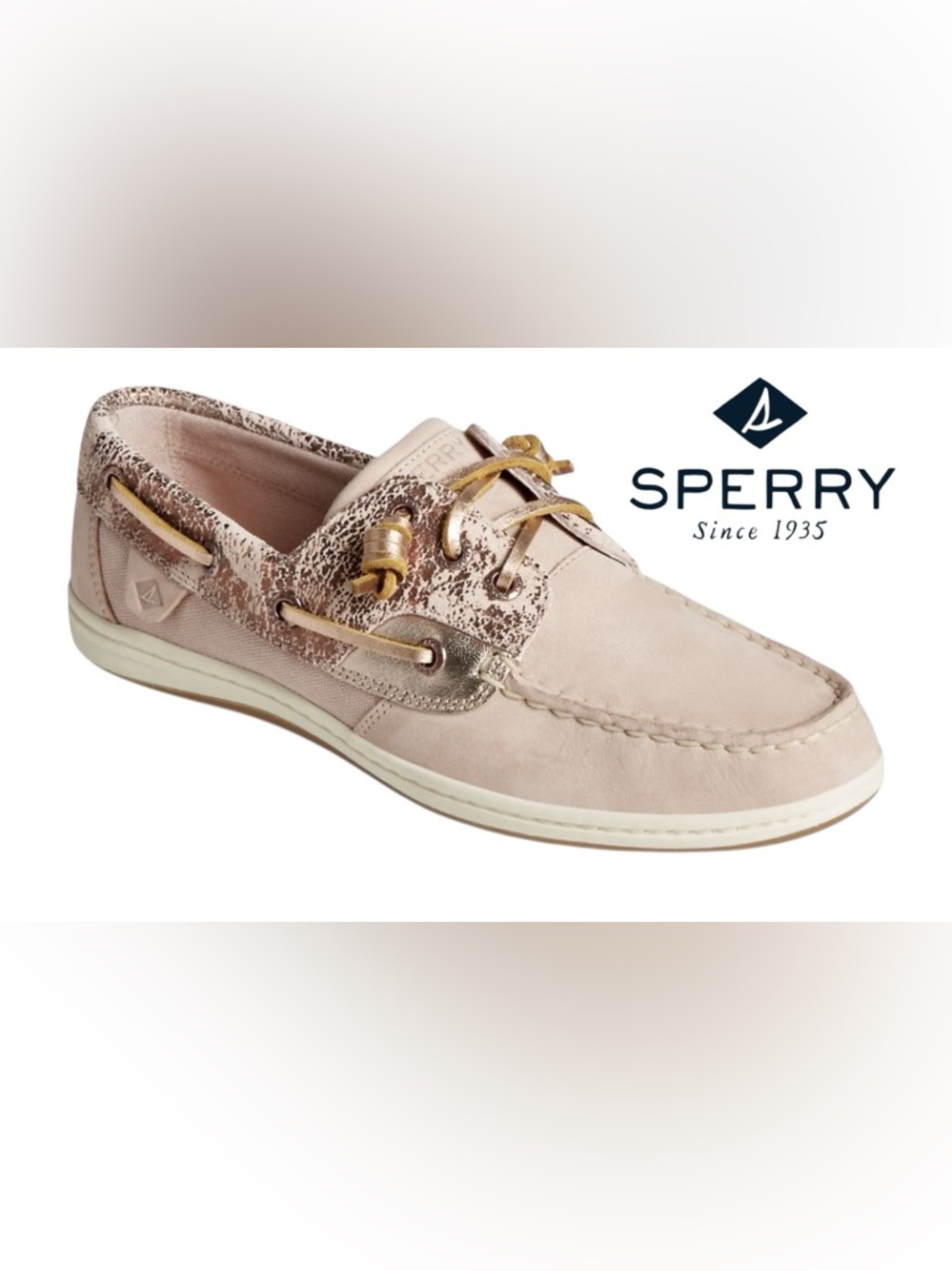 NIB SPERRY Women's Songfish Metallic Boat Shoe 55854W Rose Size 7.5